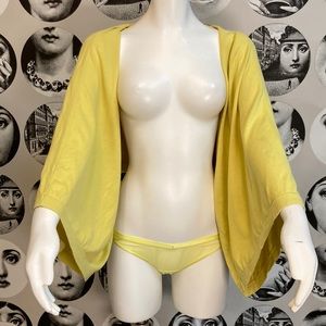 BCBG Max Azria Yellow Silk & Cotton Knit Wide Sleeve Bolero Top, One Size